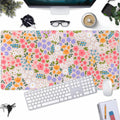 Floral Desk Mat Large Keyboard Pad, Pink Mouse Pad Women Girls Flowers Large Mouse Pad for Desk Pad Computer Floral Pad Desktop Mat for School Office Home 31.5" X 15.7"