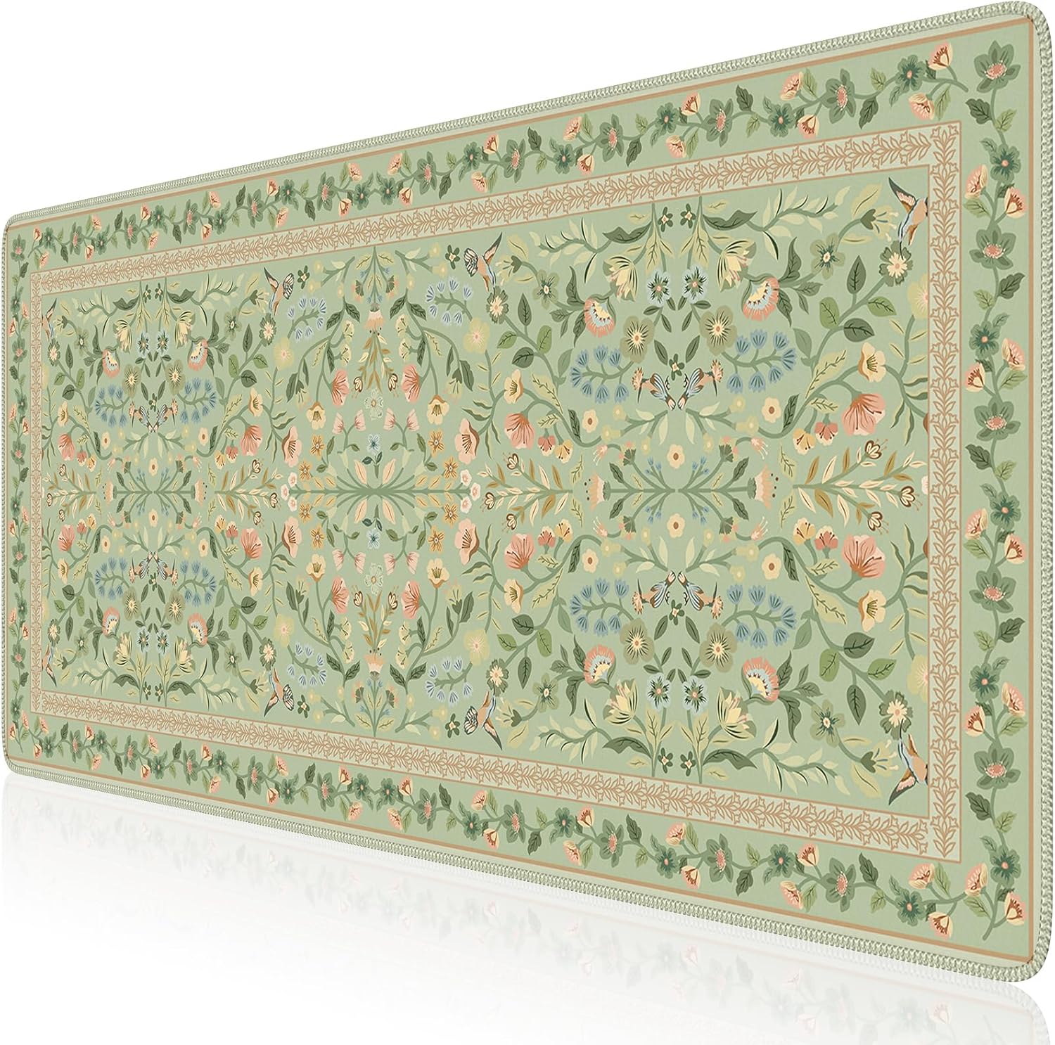 Desk Mat for Keyboard and Mouse, Large Mouse Pad, Desk Pad Mat, Anti-Slip Big Mousepad with Stitched Edges for Computer Desktop(Light Green)