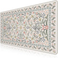 Desk Matt for Desktop, Cute Desk Pad Mat, XXL Large Mouse Pad, Anti-Slip Big Mousepad with Stitched Edges, Keyboard Pad for Computer(Gray Floral)