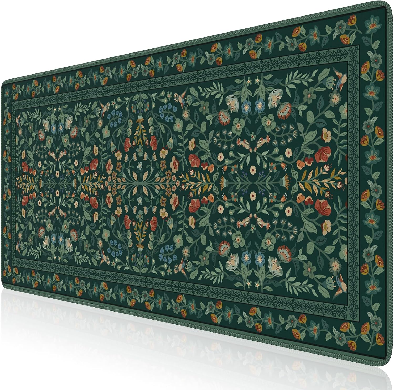 Desk Mat for Keyboard and Mouse, Large Mouse Pad, Desk Pad Mat, Anti-Slip Big Mousepad with Stitched Edges for Computer Desktop(Deep Green)